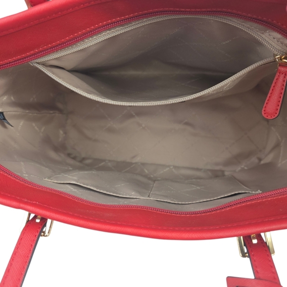 Michael Kors Jet Set Saffiano Leather Red Tote Bag with COA - Picture 5 of 13